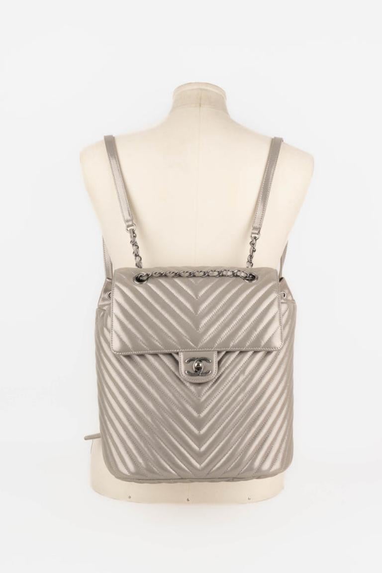 Brown Chanel Iridescent Coated Leather Backpack, 2016/2017 For Sale
