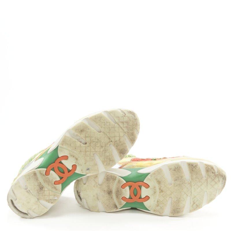 CHANEL iridescent gold red green tweed low top sneaker EU36.5 6