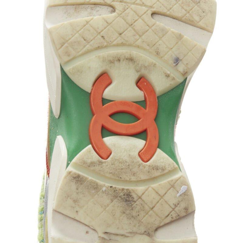 CHANEL iridescent gold red green tweed low top sneaker EU36.5 5