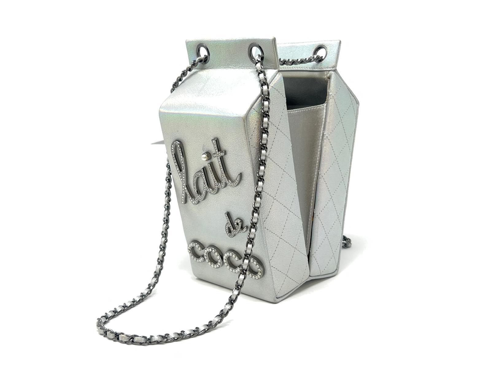 Chanel Iridescent Lait de Coco Milk Carton Bag Ruthenium Hardware 2014 For Sale 6