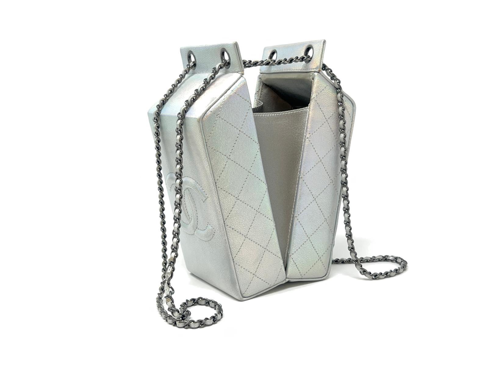 Chanel Iridescent Lait de Coco Milk Carton Bag Ruthenium Hardware 2014 For Sale 7