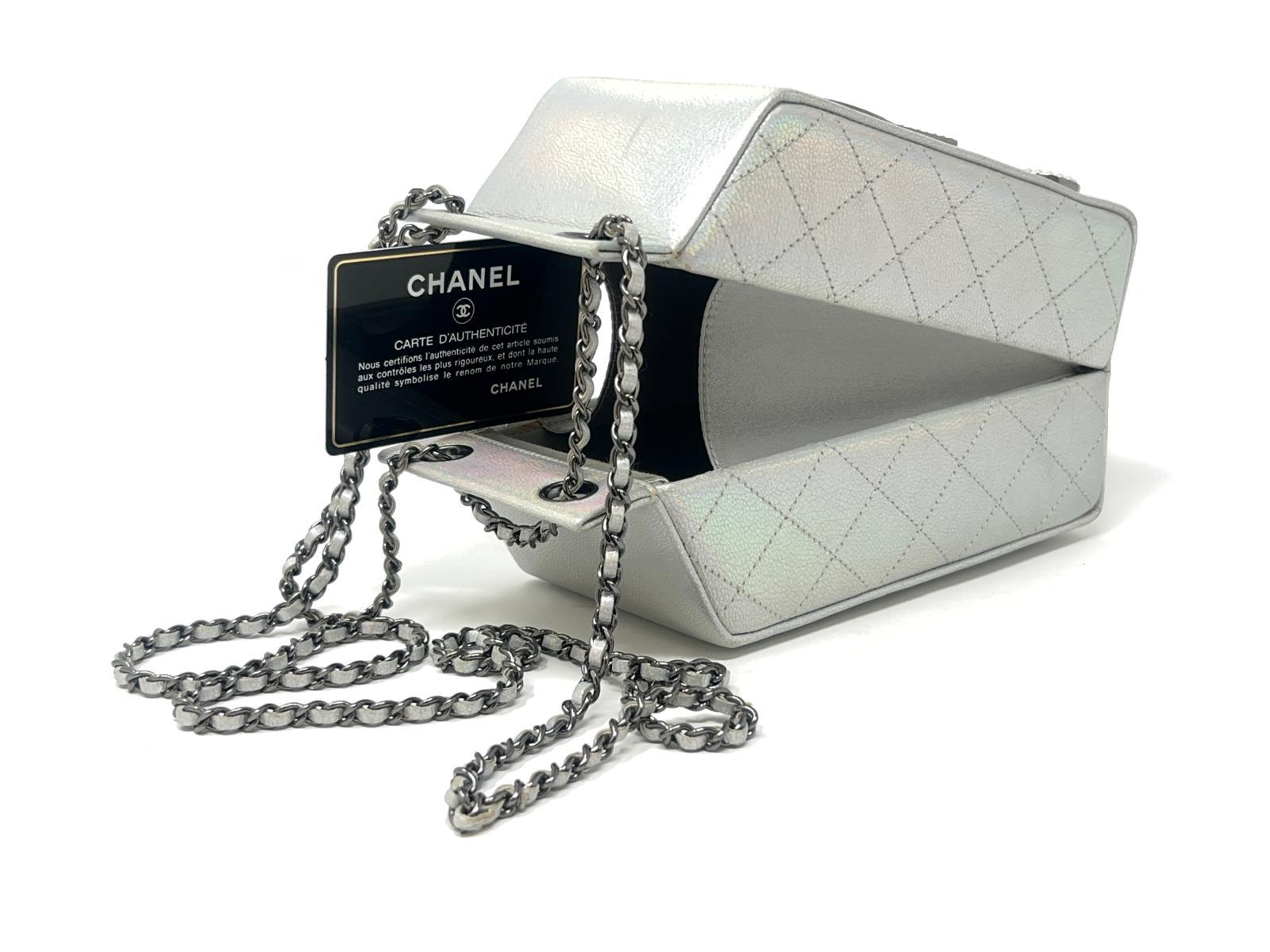Sac à main Chanel Lait de Coco Milk Carton en ruthénium irisé 2014 6
