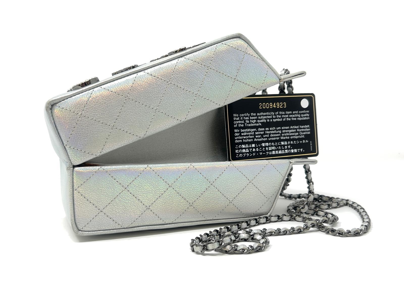 Chanel Iridescent Lait de Coco Milk Carton Bag Ruthenium Hardware 2014 For Sale 11