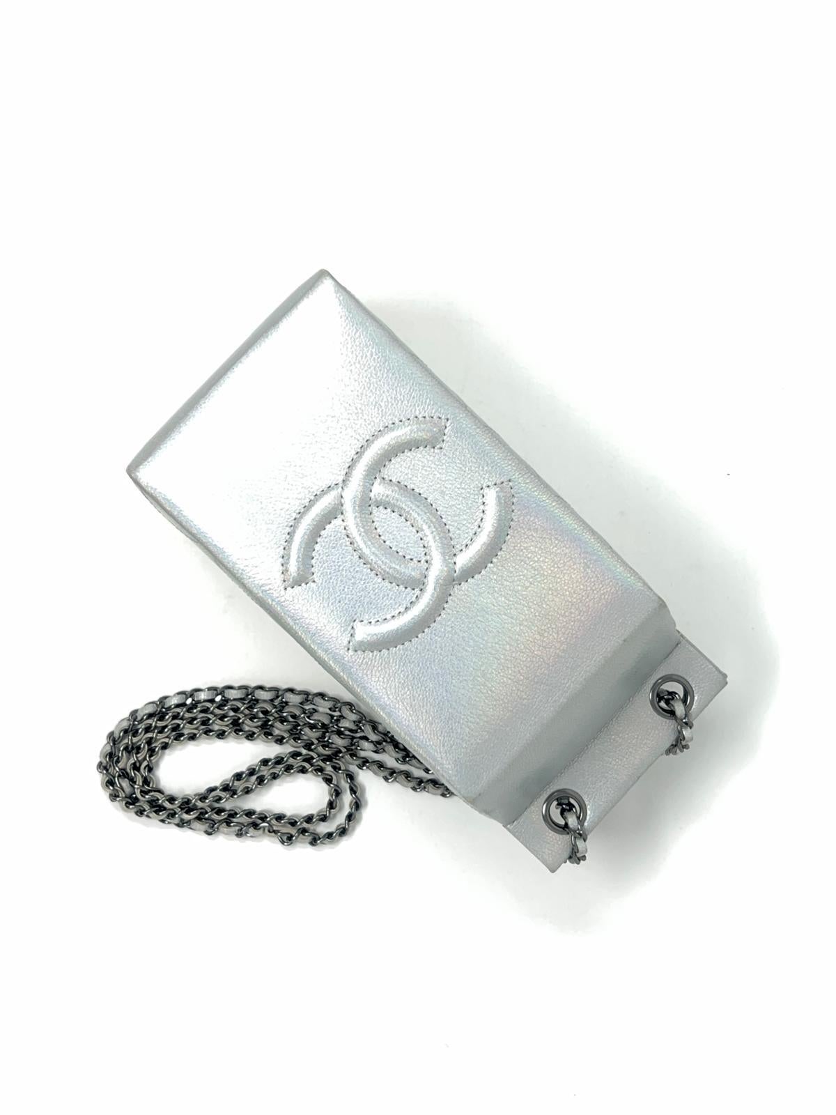 Women's Chanel Iridescent Lait de Coco Milk Carton Bag Ruthenium Hardware 2014 For Sale