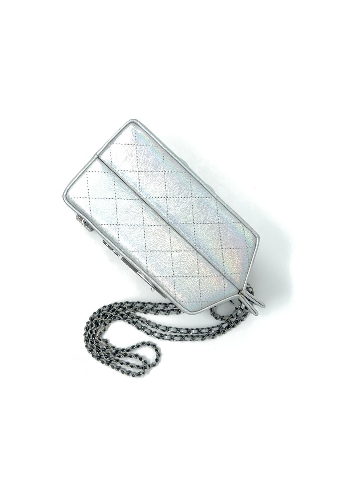 Chanel Iridescent Lait de Coco Milk Carton Bag Ruthenium Hardware 2014 For Sale 1