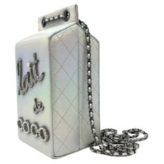 Vintage Chanel Iridescent Lait de Coco Milk Carton Bag Ruthenium Hardware 2014