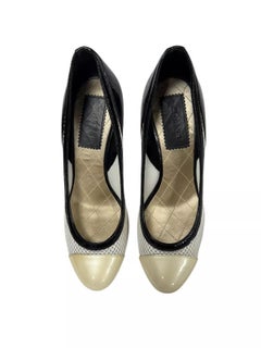 Chanel Iridescent Pearl, Mesh And Patent Leather Pump Shoes – Size 37 1/2