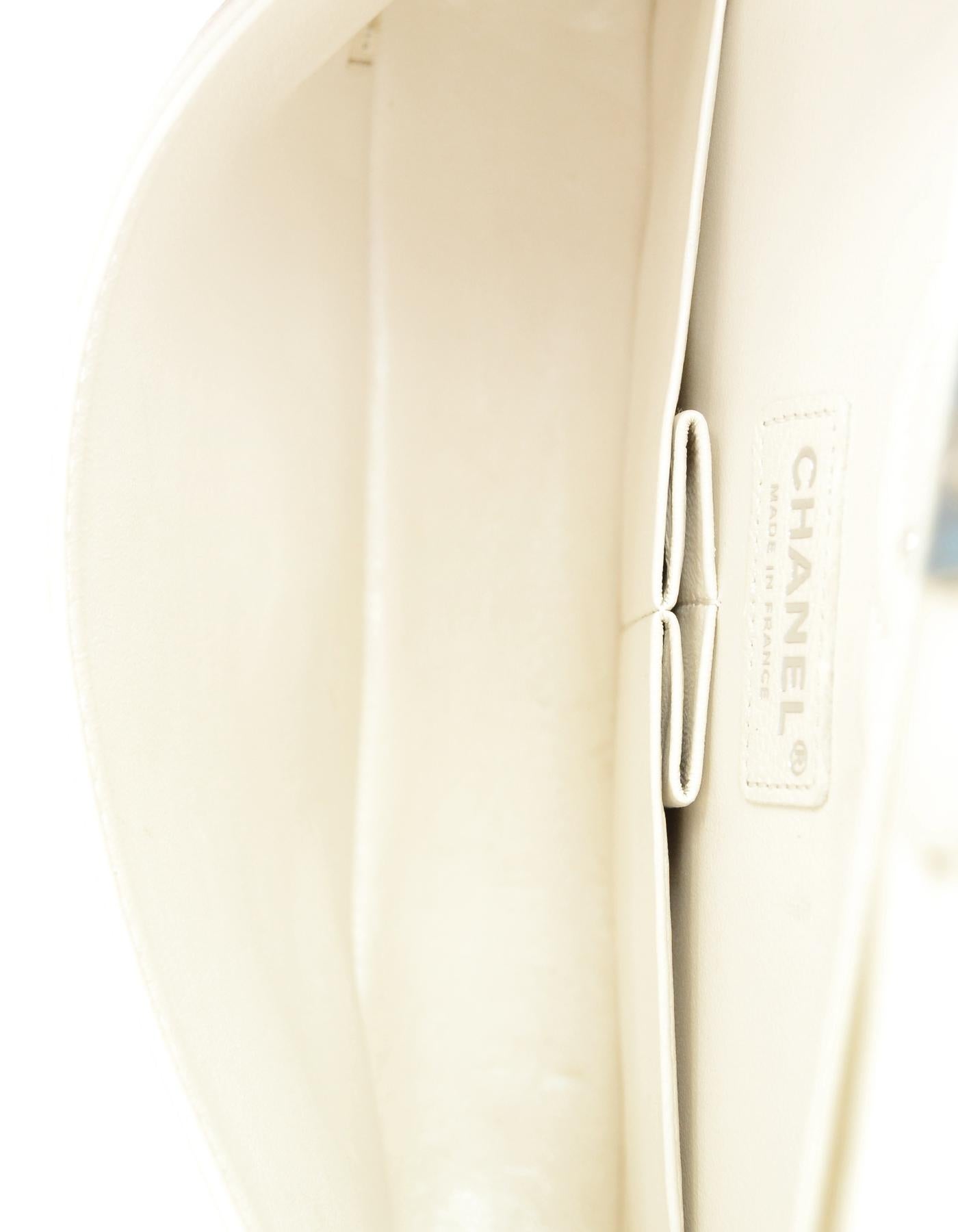 Chanel Iridescent Pearl Off-White Caviar Leather Quilted Medium 10