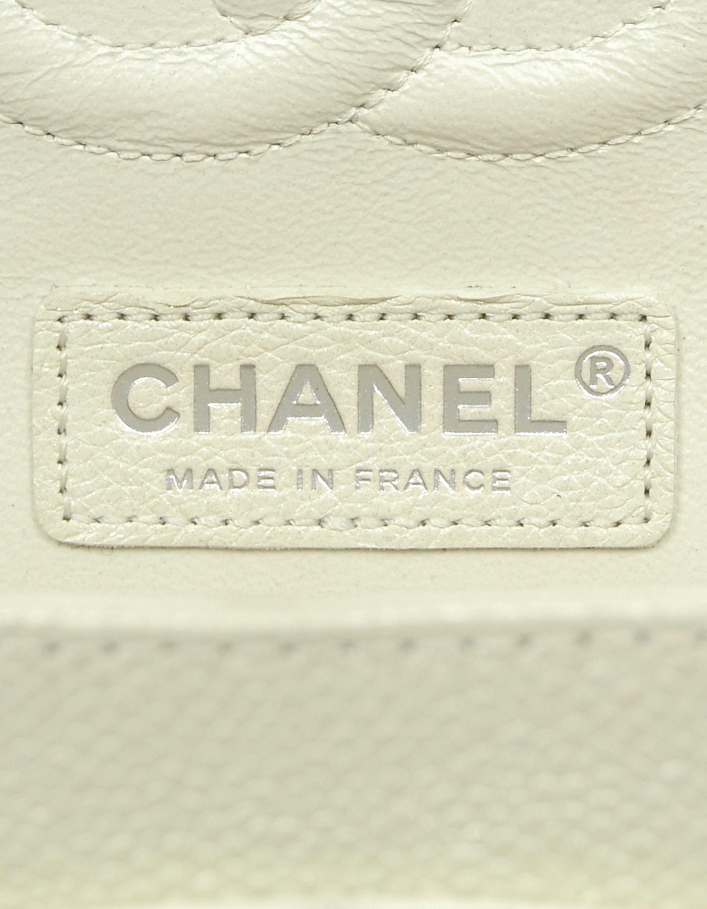 Chanel Iridescent Pearl Off-White Caviar Leather Quilted Medium 10