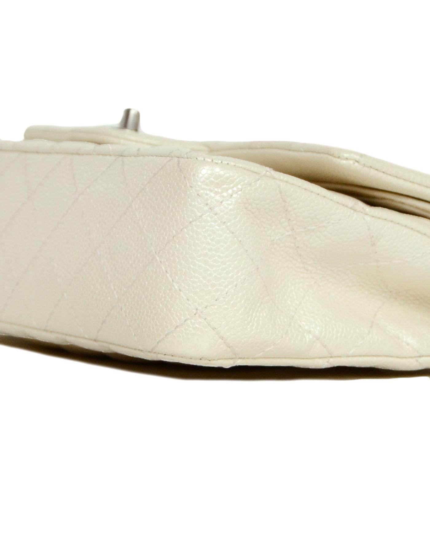 Beige Chanel Iridescent Pearl Off-White Caviar Leather Quilted Medium 10