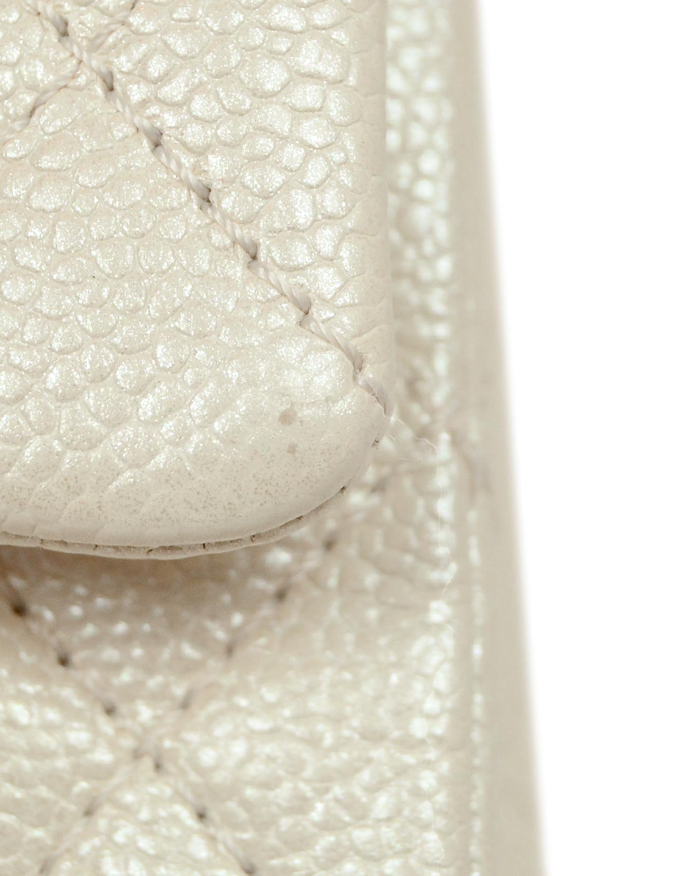 Chanel Iridescent Pearl Off-White Caviar Leather Quilted Medium 10