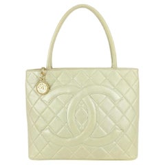 Chanel Iridescent Pearl Quilted Lambskin Medallion Zip Tote bag 830cas27