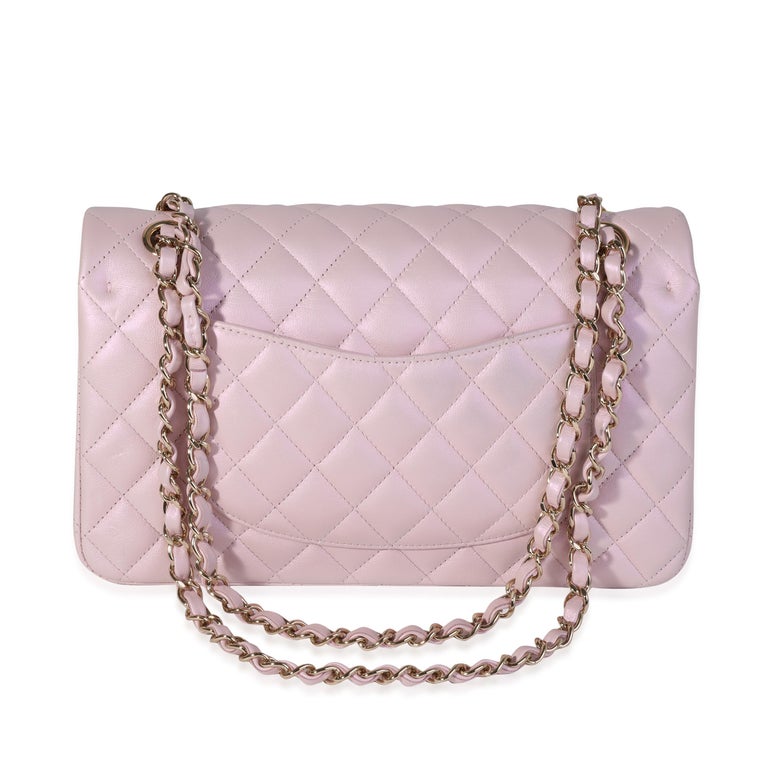 Chanel Iridescent Pink Quilted Calfskin Medium Classic Double Flap Bag