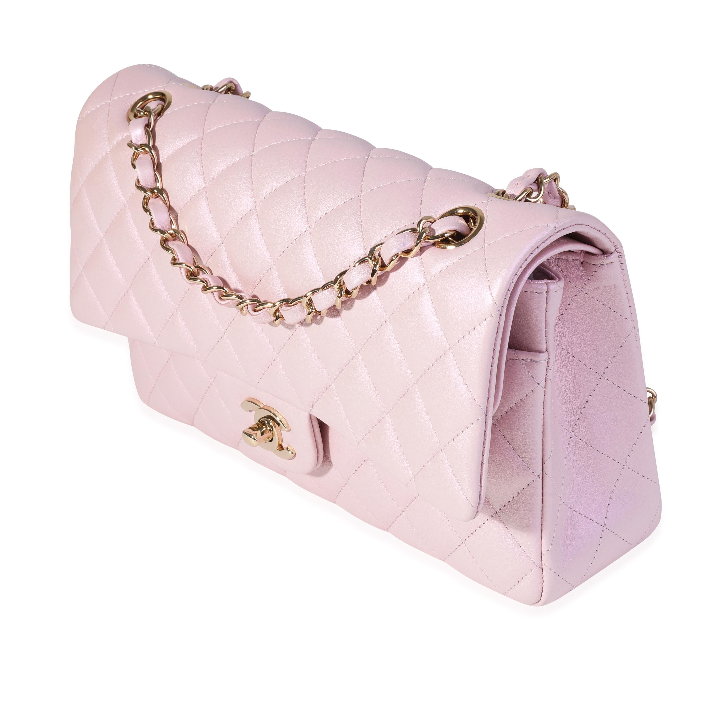 quilted lambskin chanel bag in iridescent pink