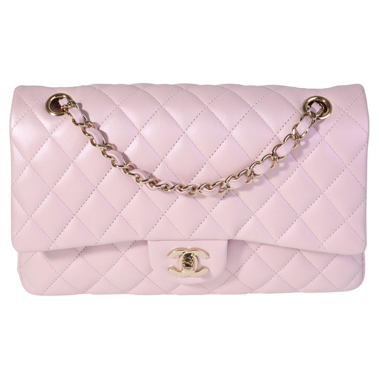 Chanel Iridescent Pink Quilted Calfskin Medium Classic Double Flap Bag