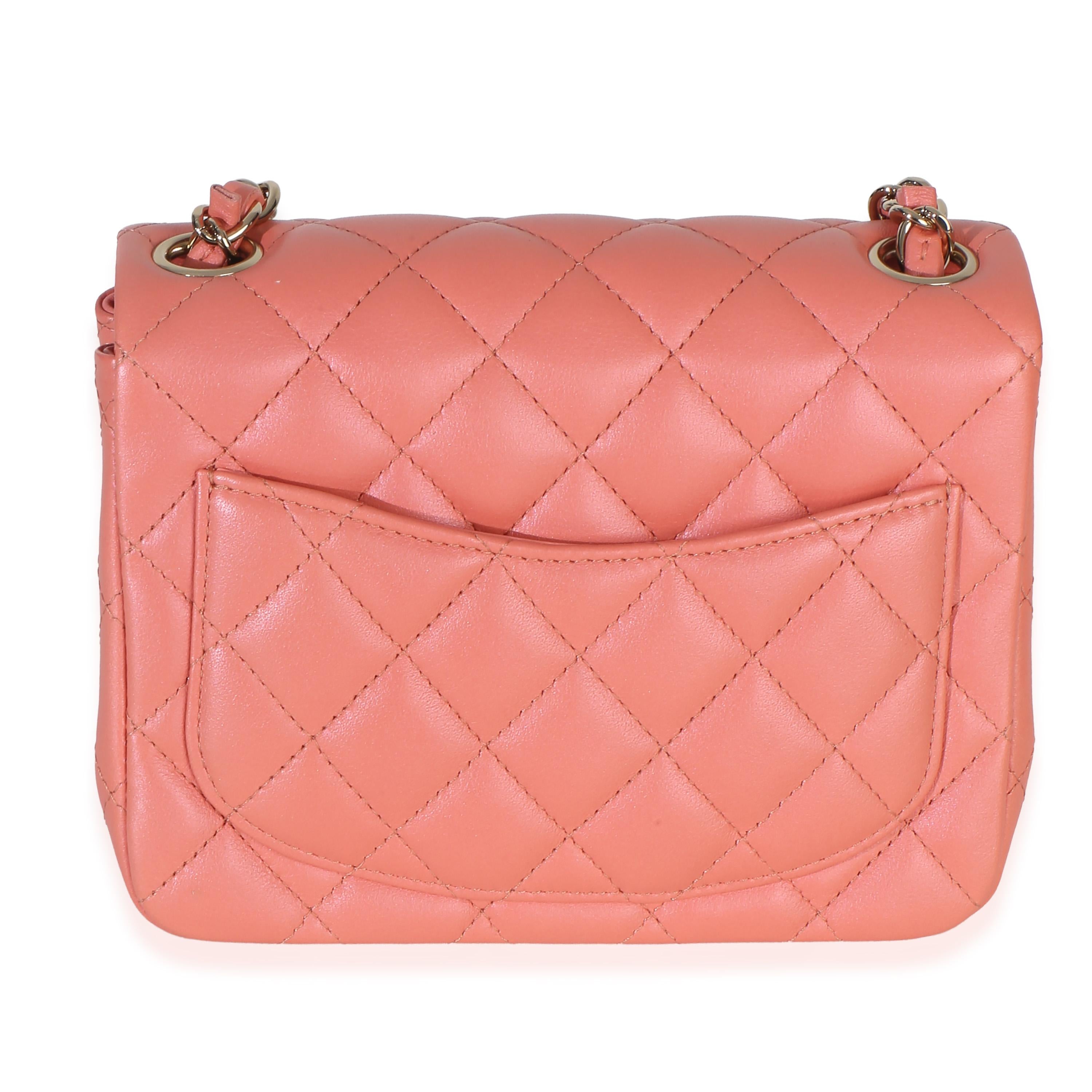 Chanel Iridescent Pink Quilted Lambskin Mini Square Flap For Sale at ...