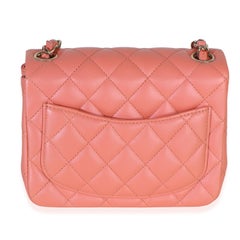 Chanel Iridescent Pink Quilted Lambskin Mini Square Flap