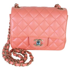 Chanel Iridescent Pink Quilted Lambskin Mini Square Flap