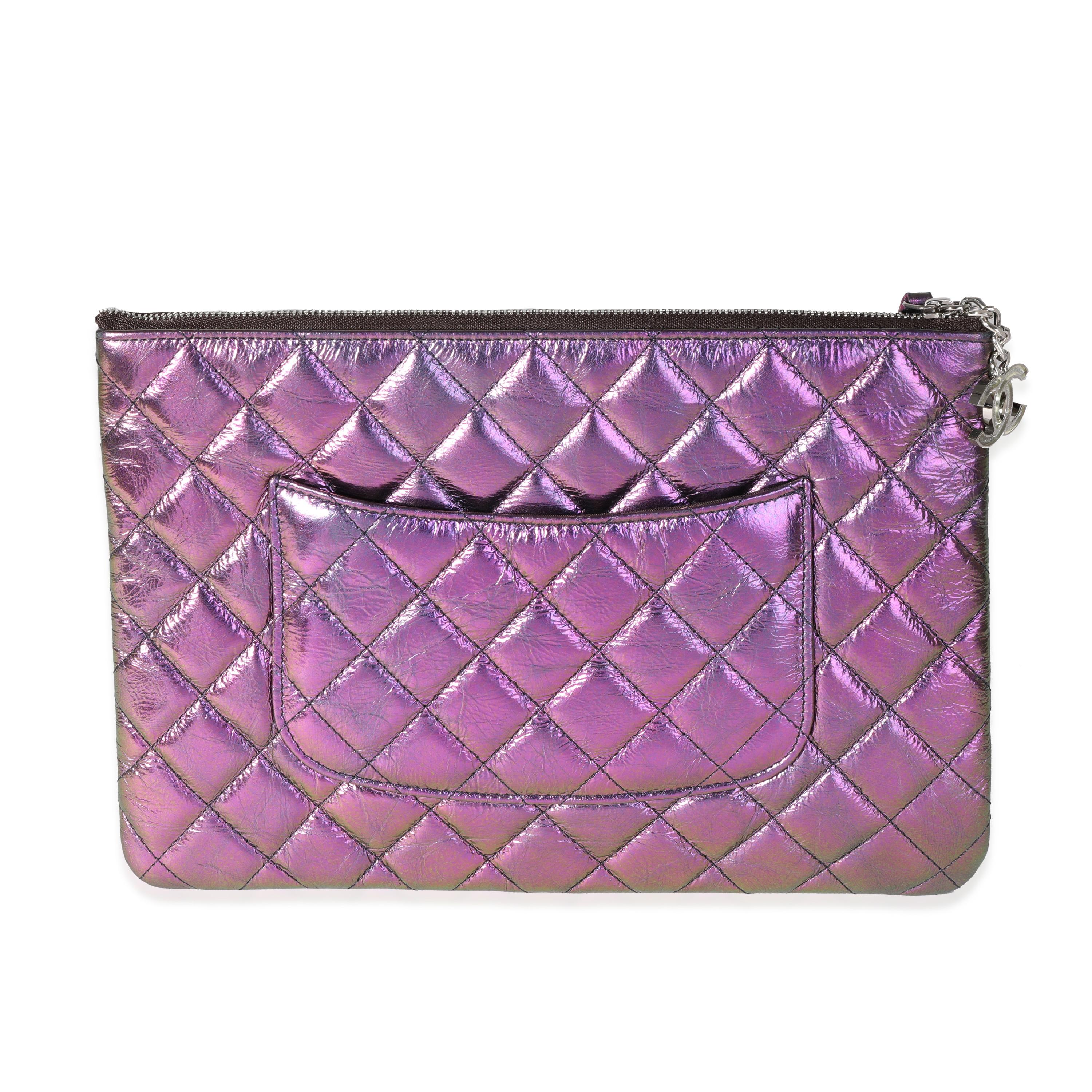 Chanel Iridescent Purple Calfskin O Case In Excellent Condition In New York, NY