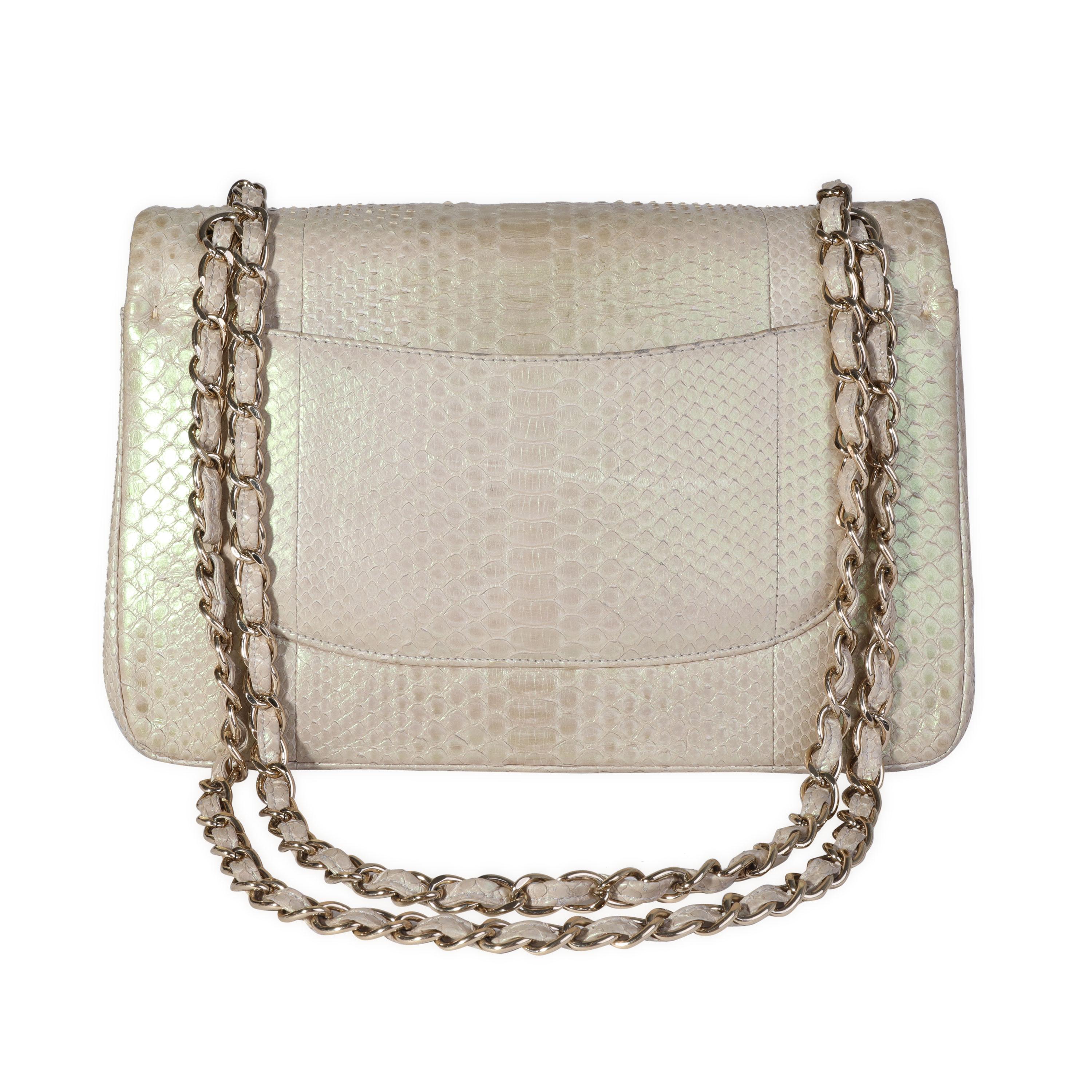 chanel white python bag