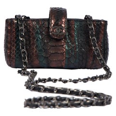 Vintage Chanel Iridescent Python Snake Mini Crossbody Bag