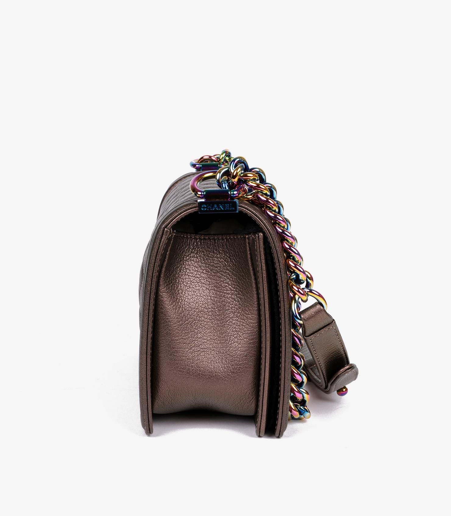 Chanel Iridescent Quilted Calfskin Leather Medium Le Boy Bag In Excellent Condition In Bishop's Stortford, Hertfordshire