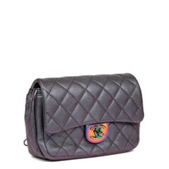 CHANEL Iridescent Quilted Calfskin Leather Small Double Carry Flap Bag