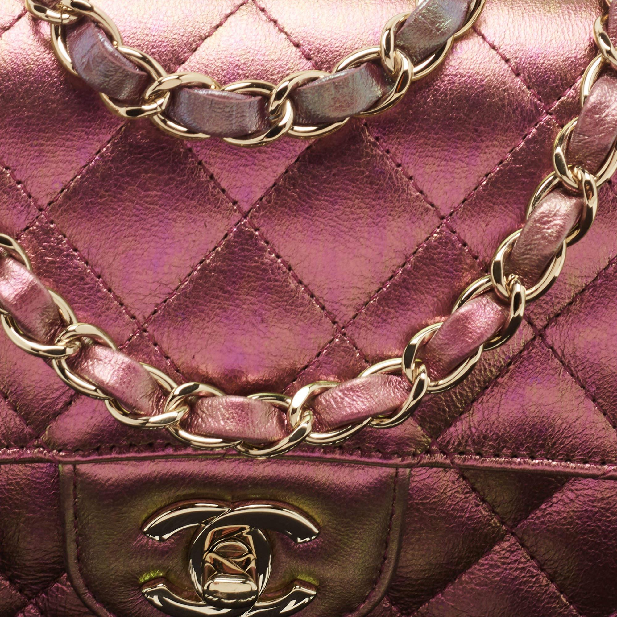 Chanel Iridescent Quilted Leather New Mini Classic Flap Bag 6