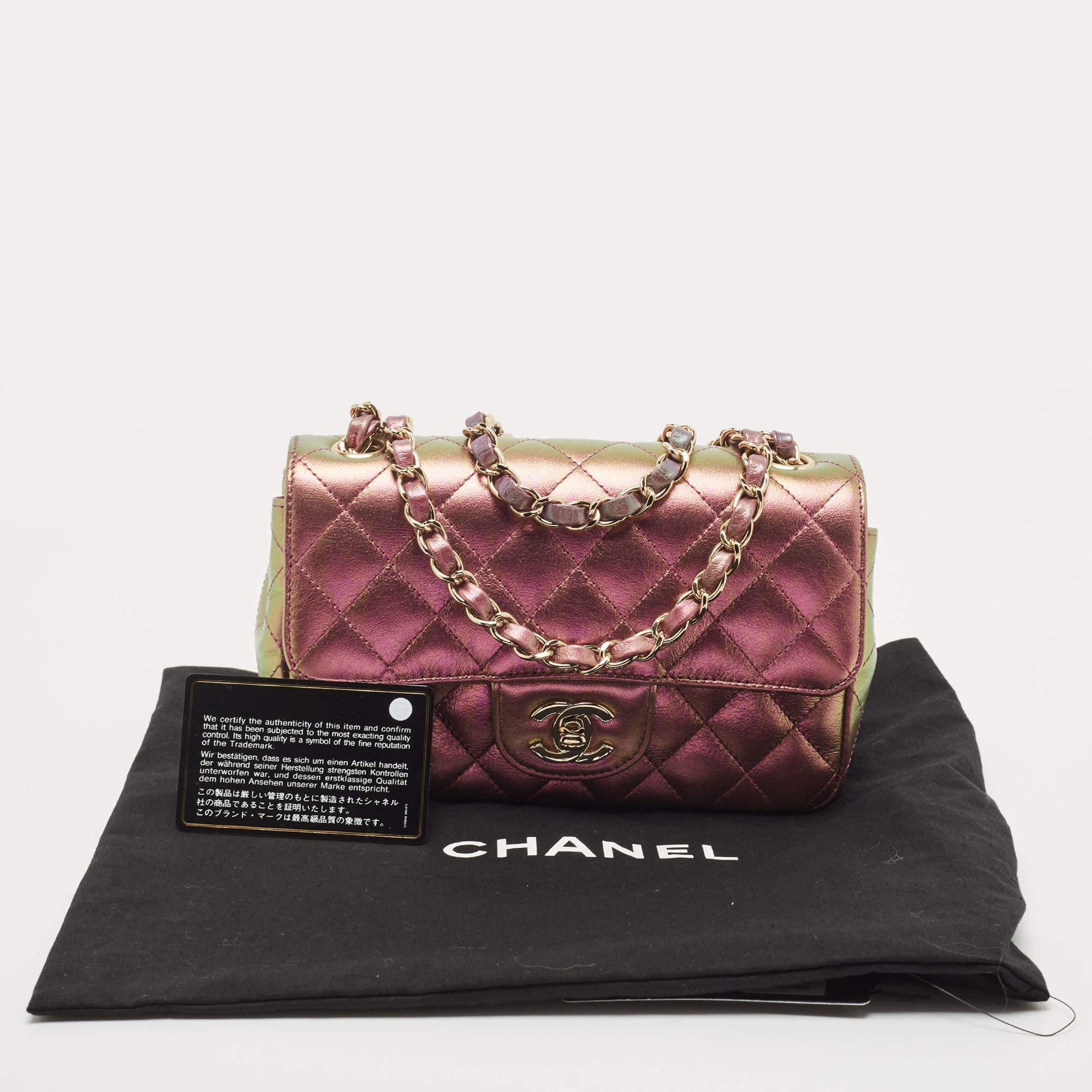 Chanel Iridescent Quilted Leather New Mini Classic Flap Bag 8