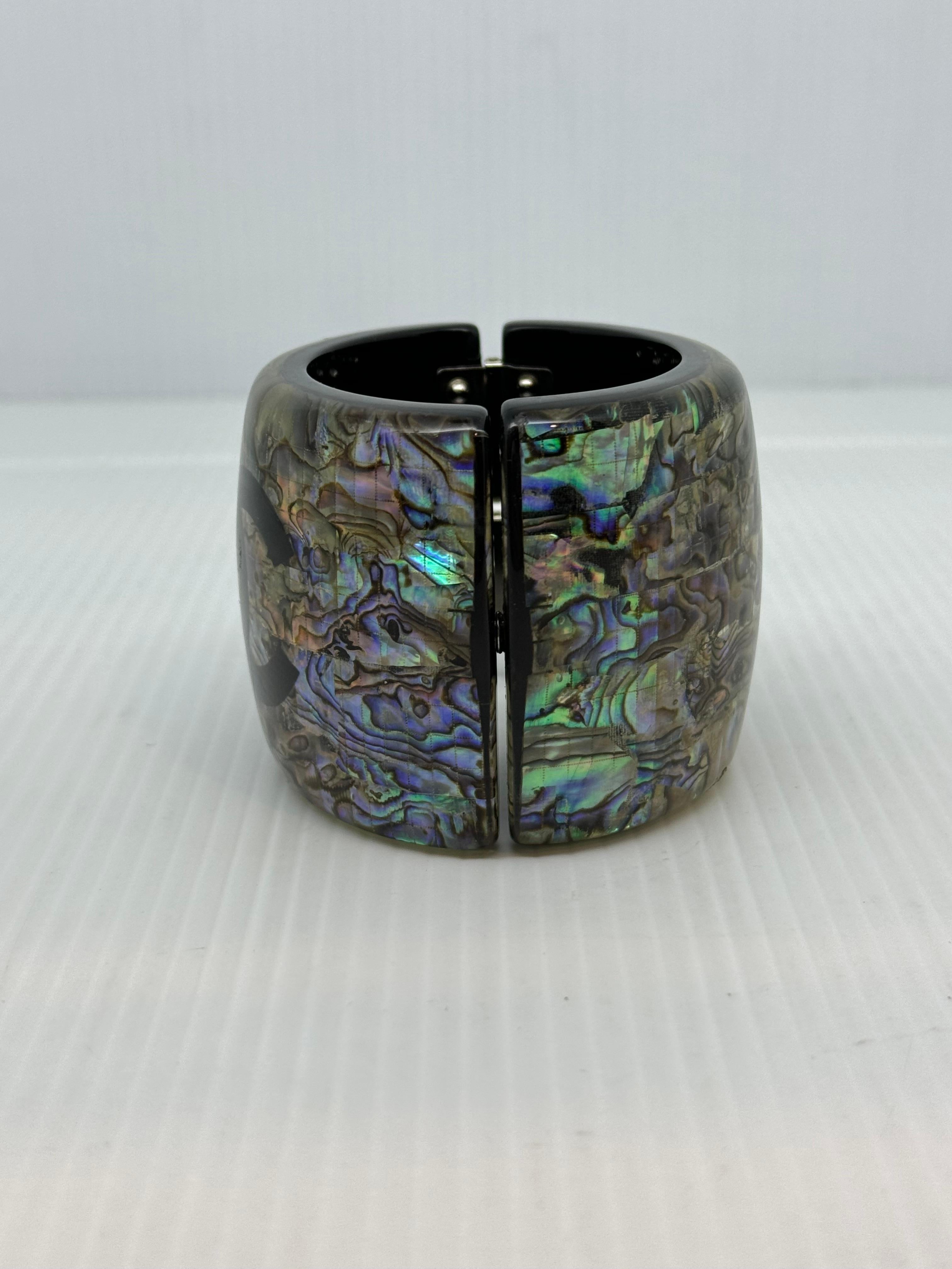Chanel Iridescent Resin Large Bangle For Sale 2