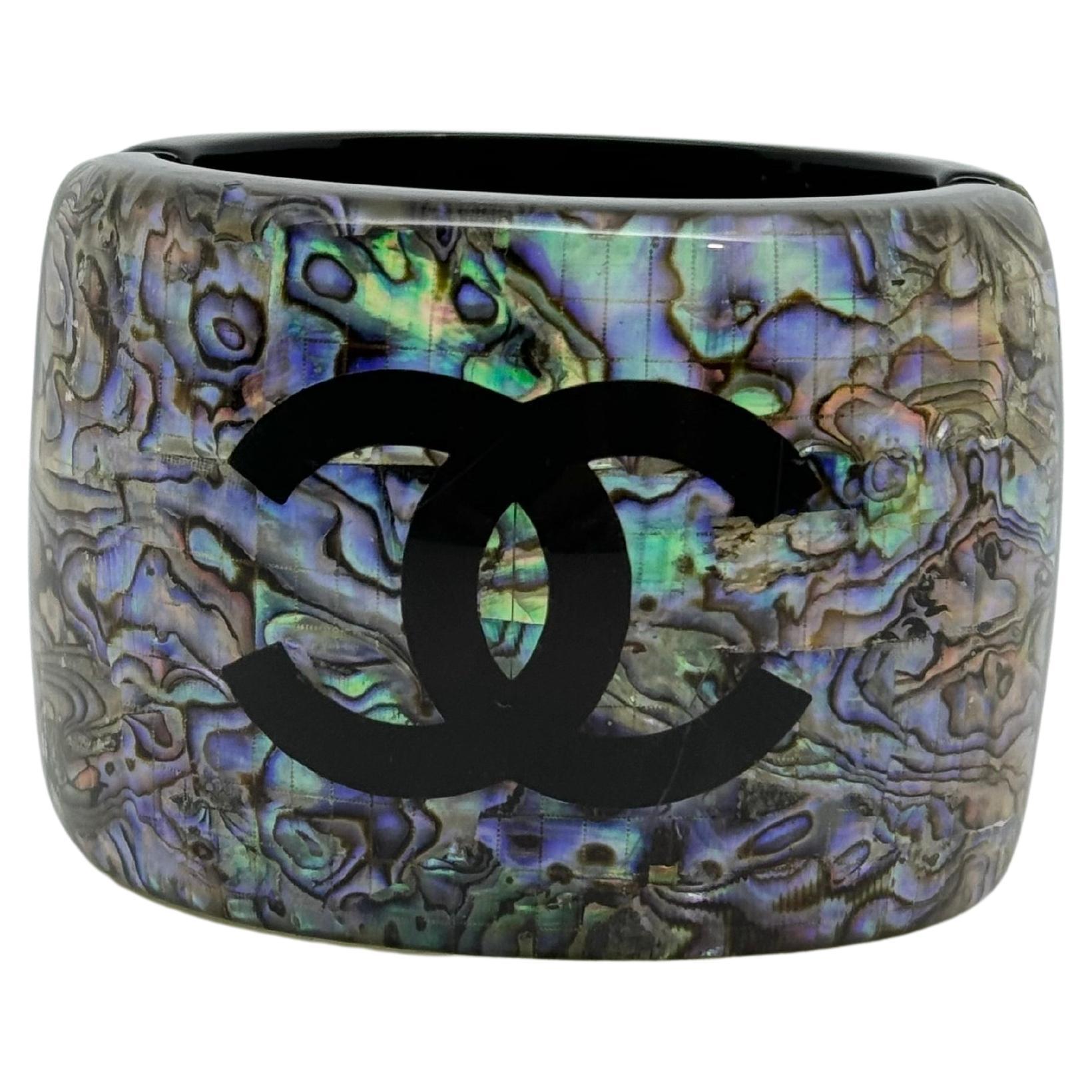 Chanel Iridescent Resin Large Bangle For Sale