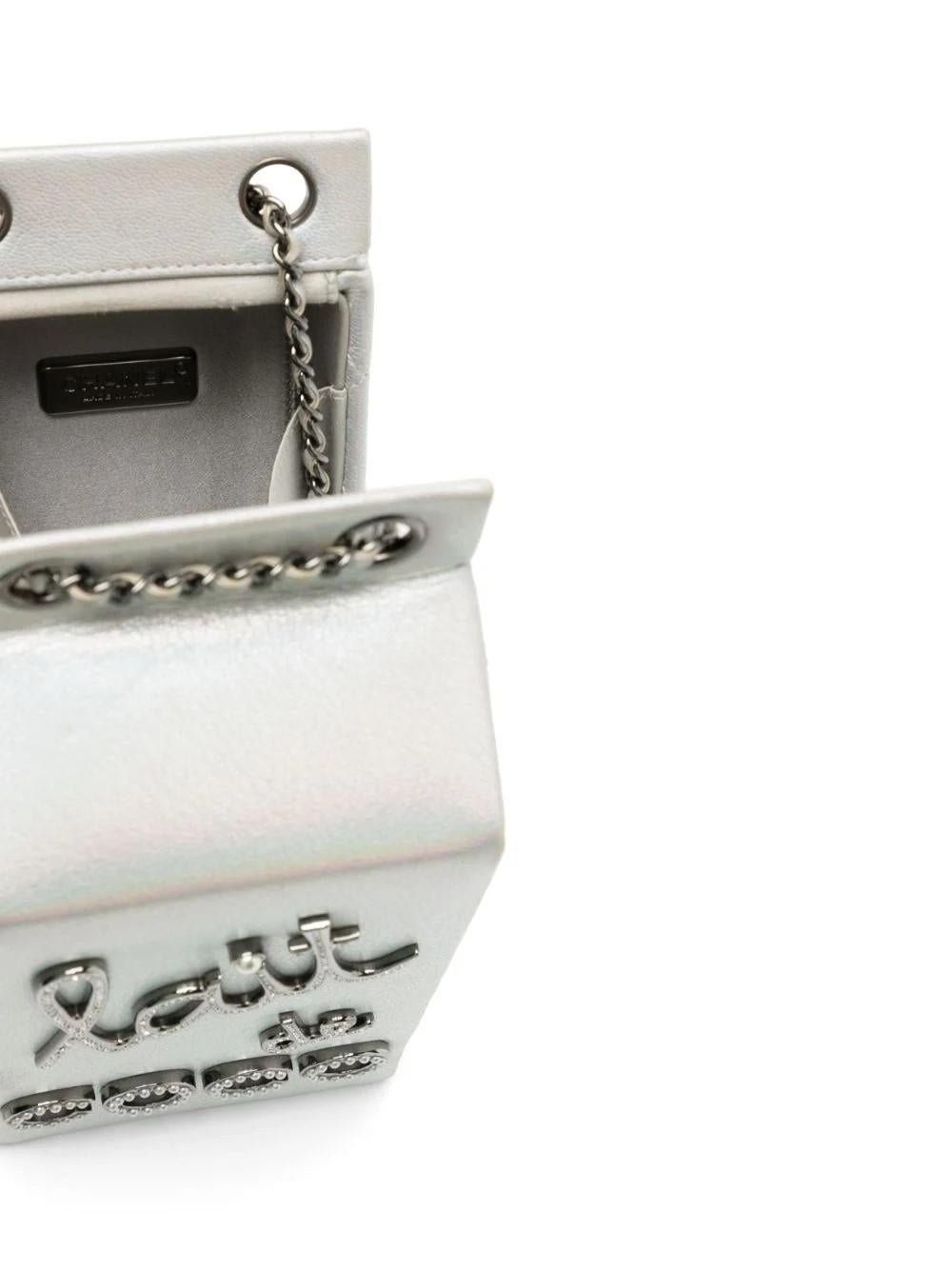 Women's Chanel Iridescent Silver Lait de Coco Milk Carton Bag For Sale