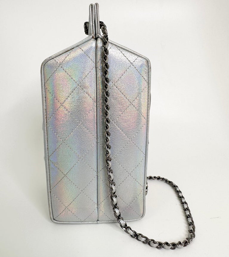 Chanel Iridescent Silver Lait de Coco Milk Carton Bag For Sale at 1stDibs