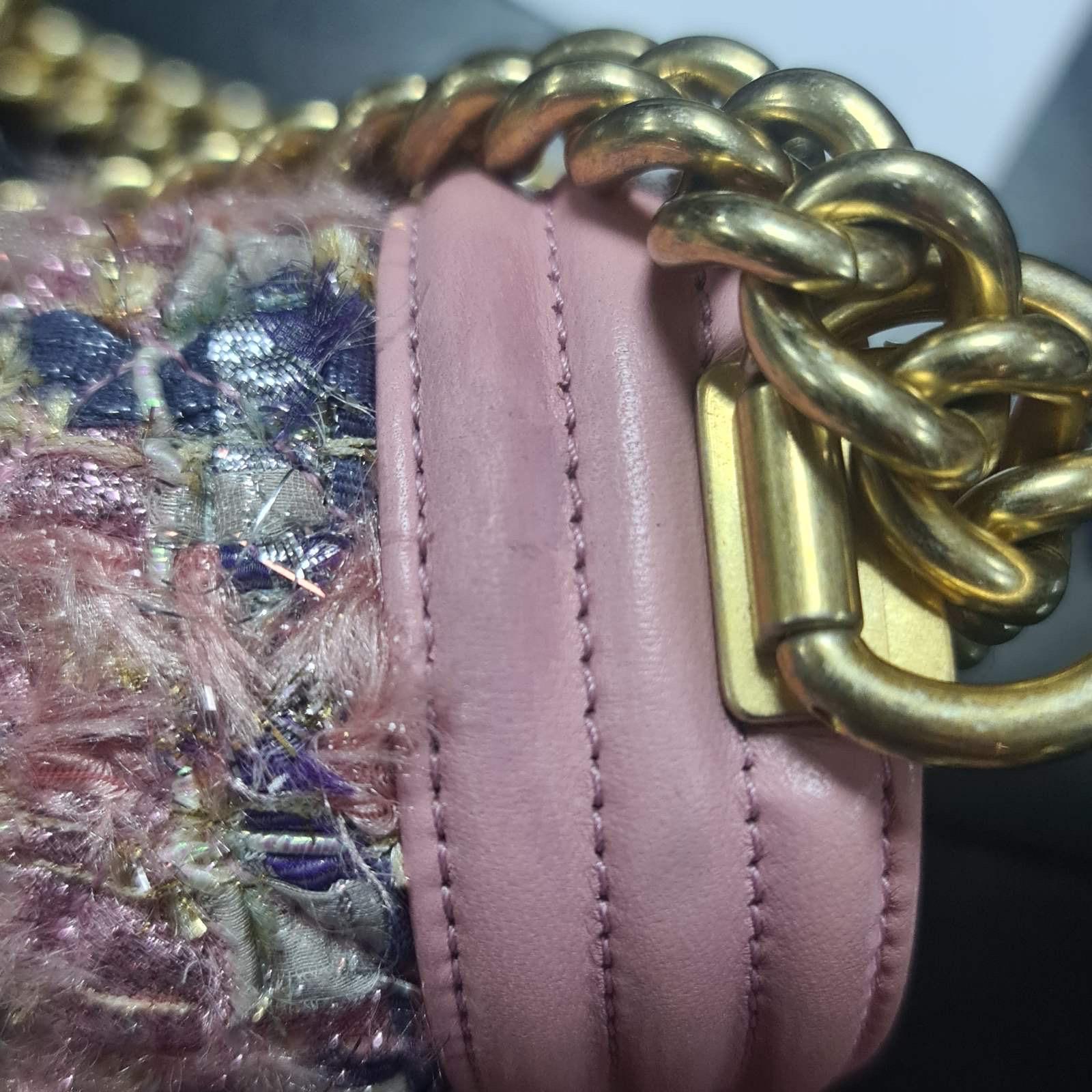 Chanel Iridescent Tweed Lambskin Medium Boy Flap Pink Bag 6