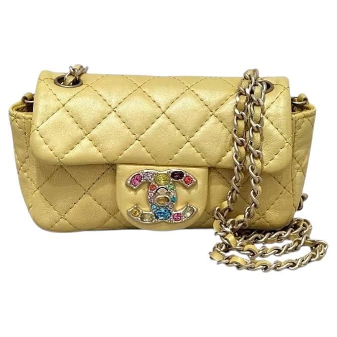 Chanel Iridescent Yellow Lambskin Extra Mini Jewel Flap Bag
