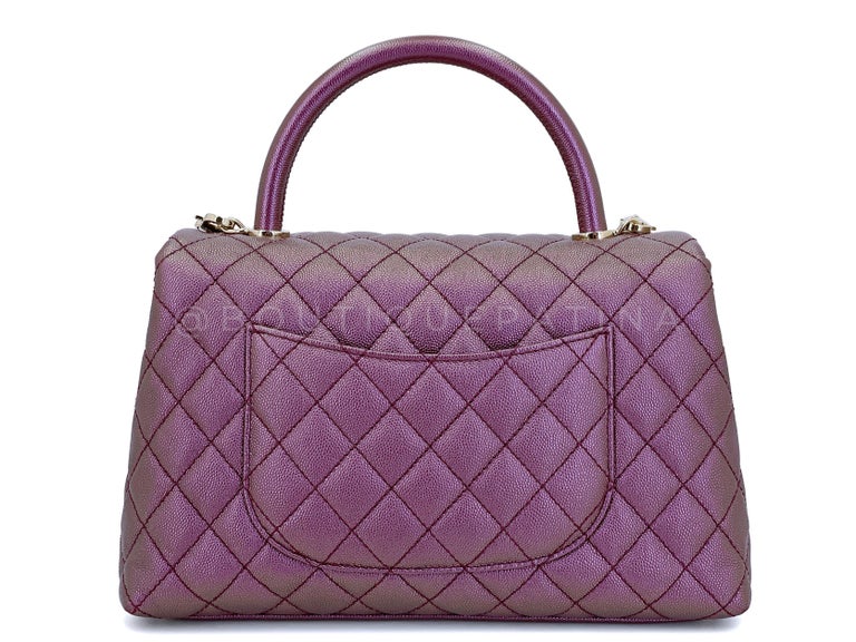 Chanel Irisdescent Purple Caviar Small-Medium Coco Handle Kelly Flap Bag  67225 For Sale at 1stDibs