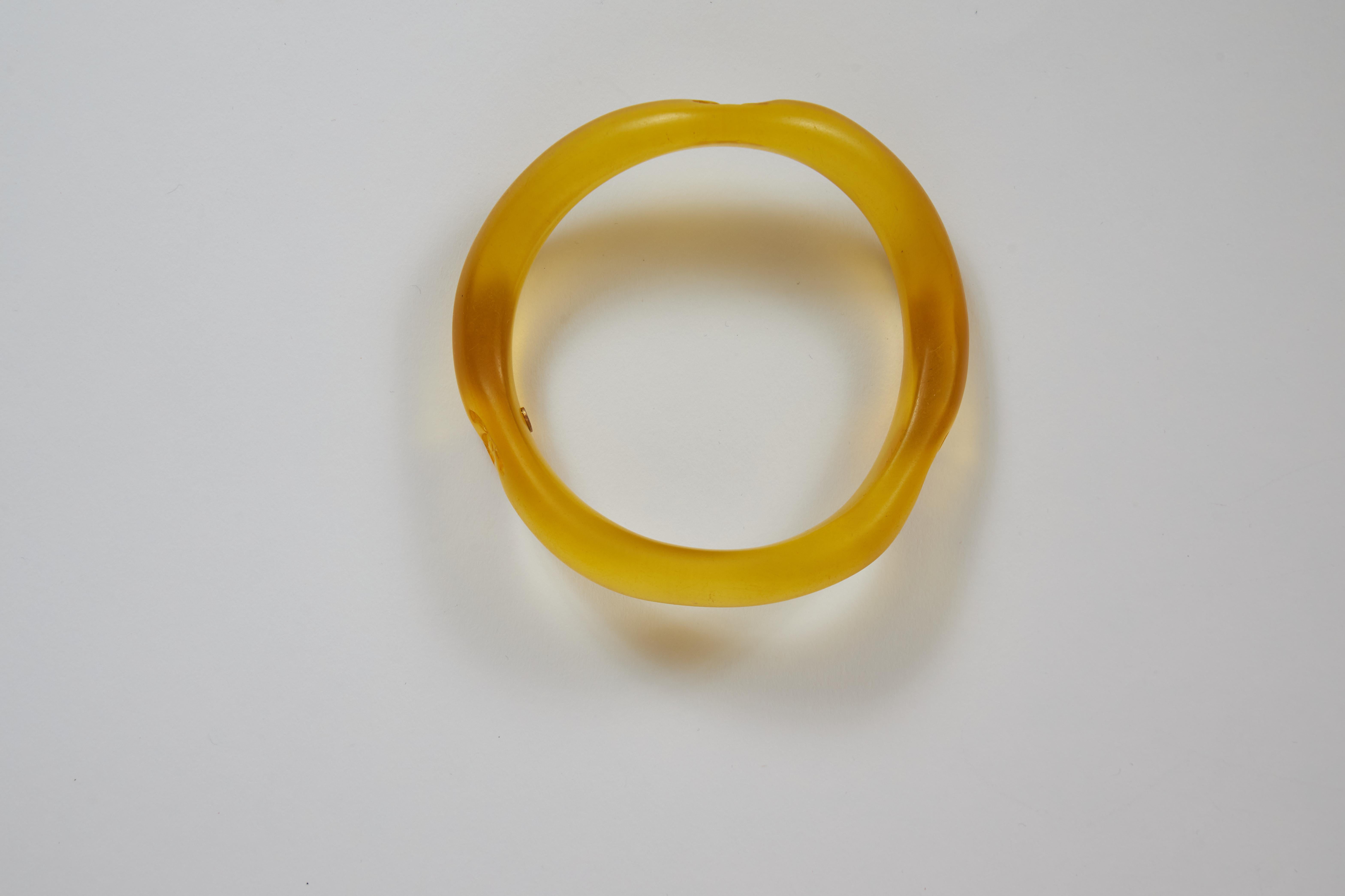 Chanel Irregular Yellow Resin Bangle In Good Condition For Sale In West Hollywood, CA