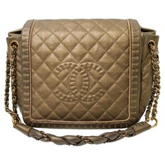 Chanel Istanbul Bronze Metallic Quilted Calfskin Coco Mark Flap Bag circa 2011