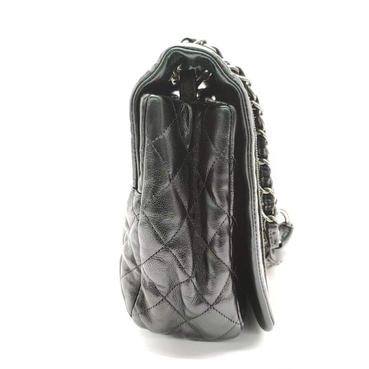 Chanel Istanbul Flap Bag 2011 Medium Leather and Knot Chain Redyed Black For Sale 2