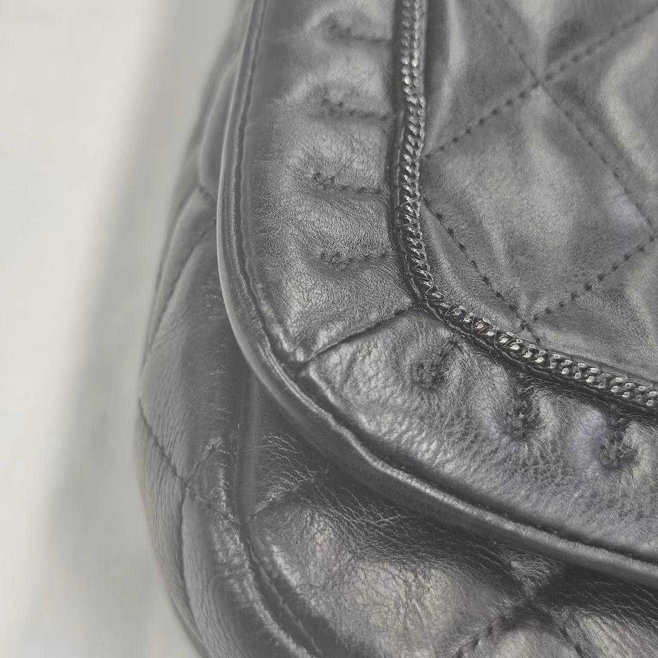 Chanel Istanbul Flap Bag 2011 Medium Leather and Knot Chain Redyed Black For Sale 4