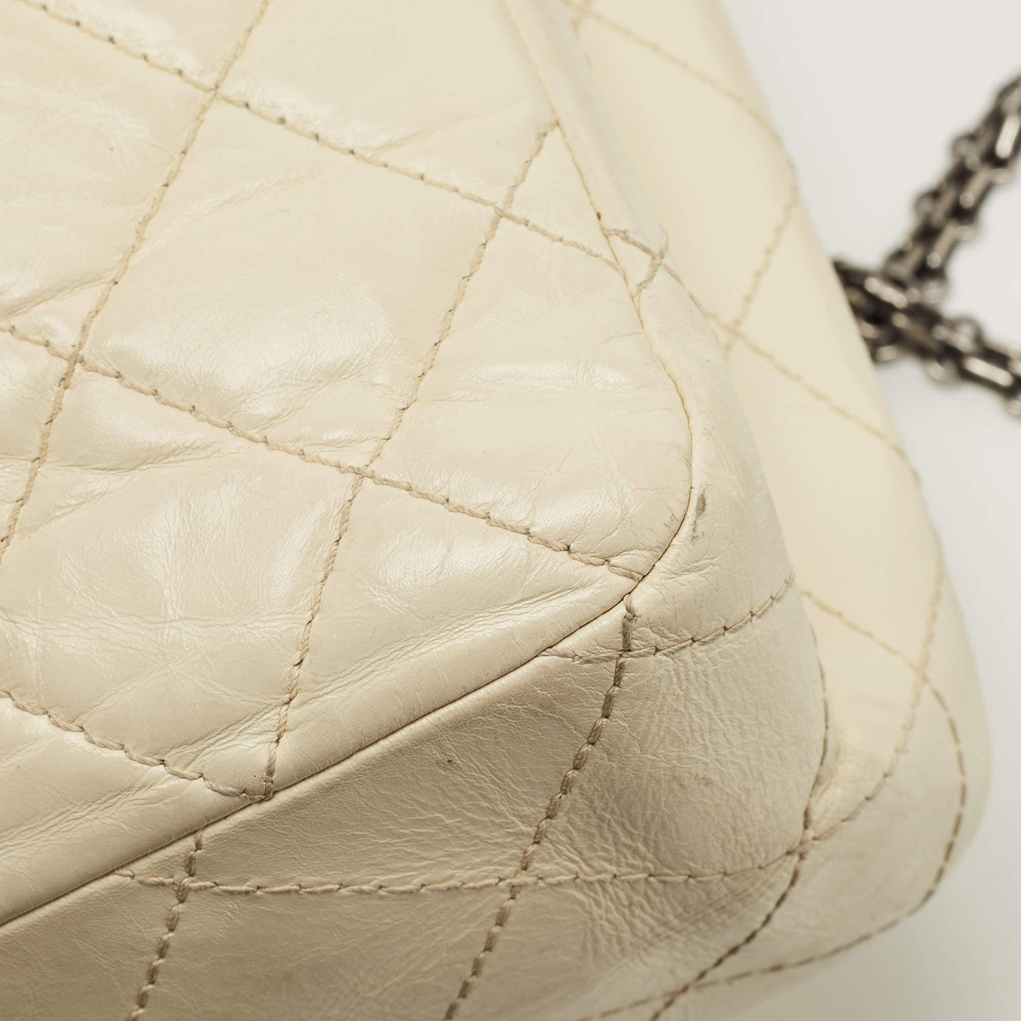 Chanel Ivory Aged Quilted Leather Reissue 2.55 Classic 227 Flap Bag 6