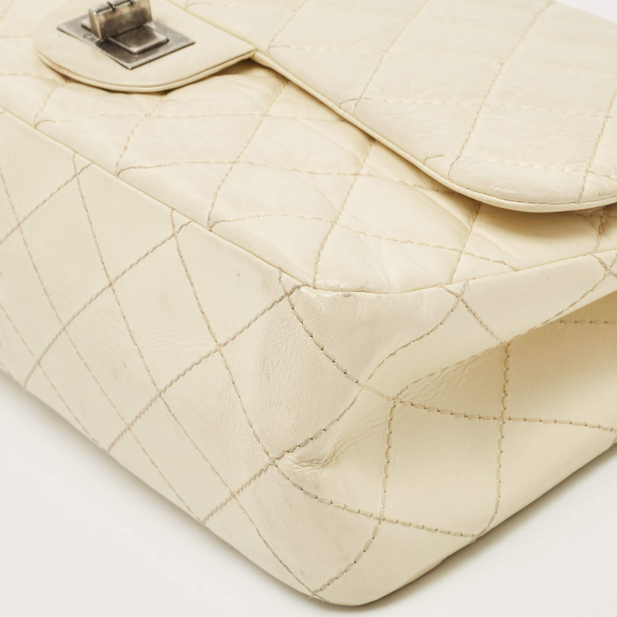 Chanel Ivory Aged Quilted Leather Reissue 2.55 Classic 227 Flap Bag 13