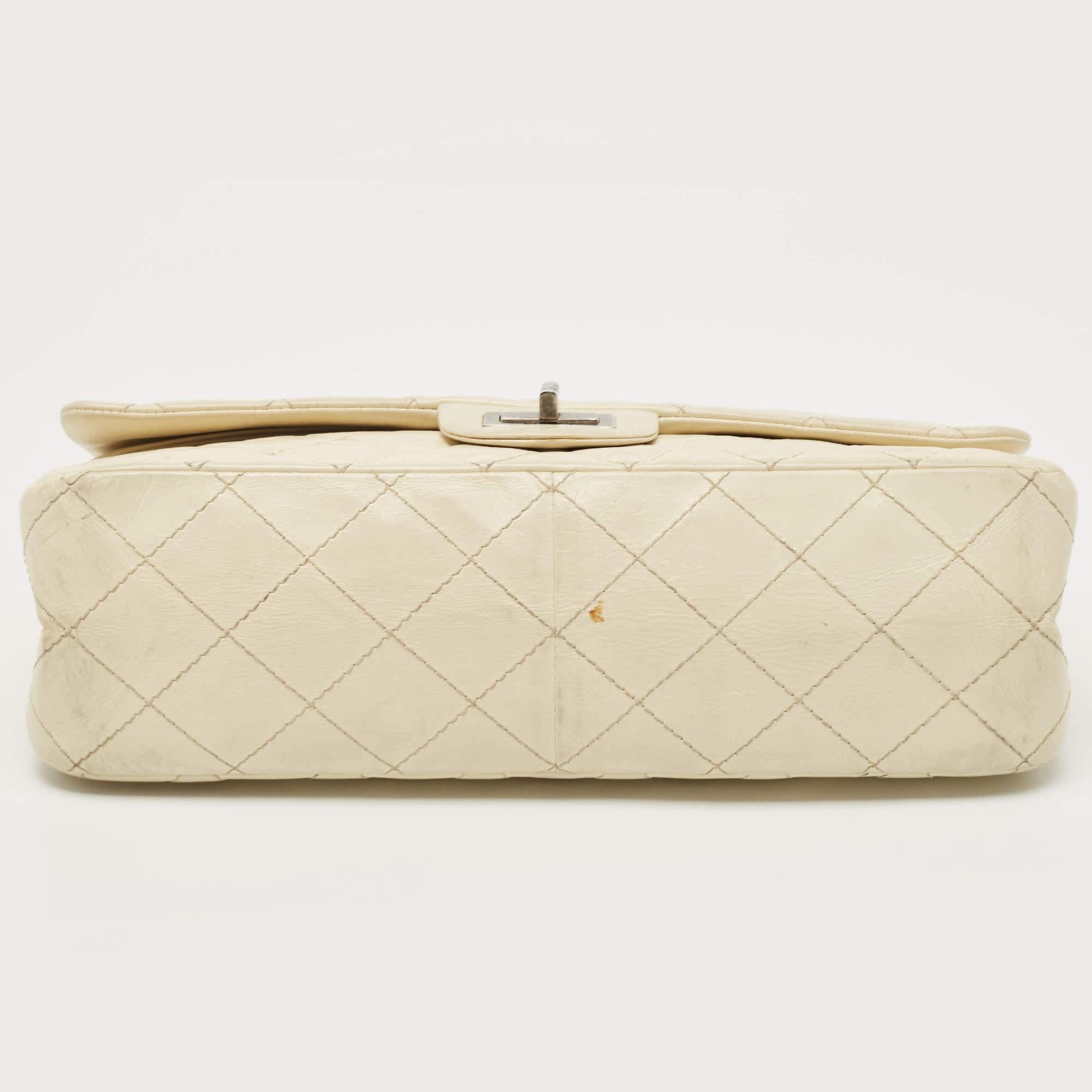 Women's Chanel Ivory Aged Quilted Leather Reissue 2.55 Classic 227 Flap Bag