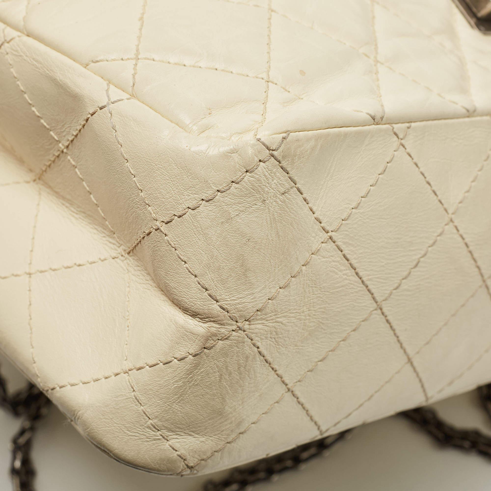 Chanel Ivory Aged Quilted Leather Reissue 2.55 Classic 227 Flap Bag 4