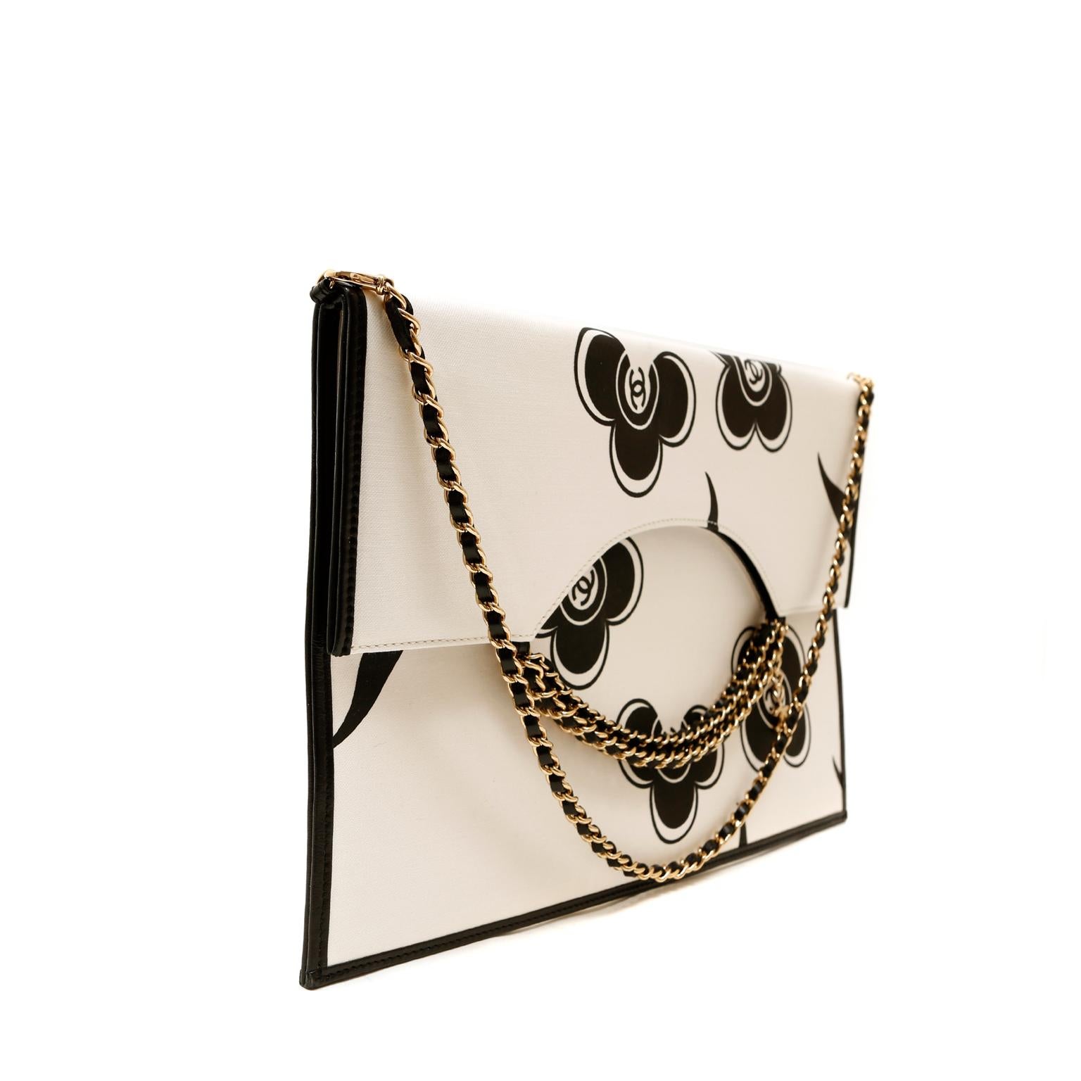 black and white envelope clutch