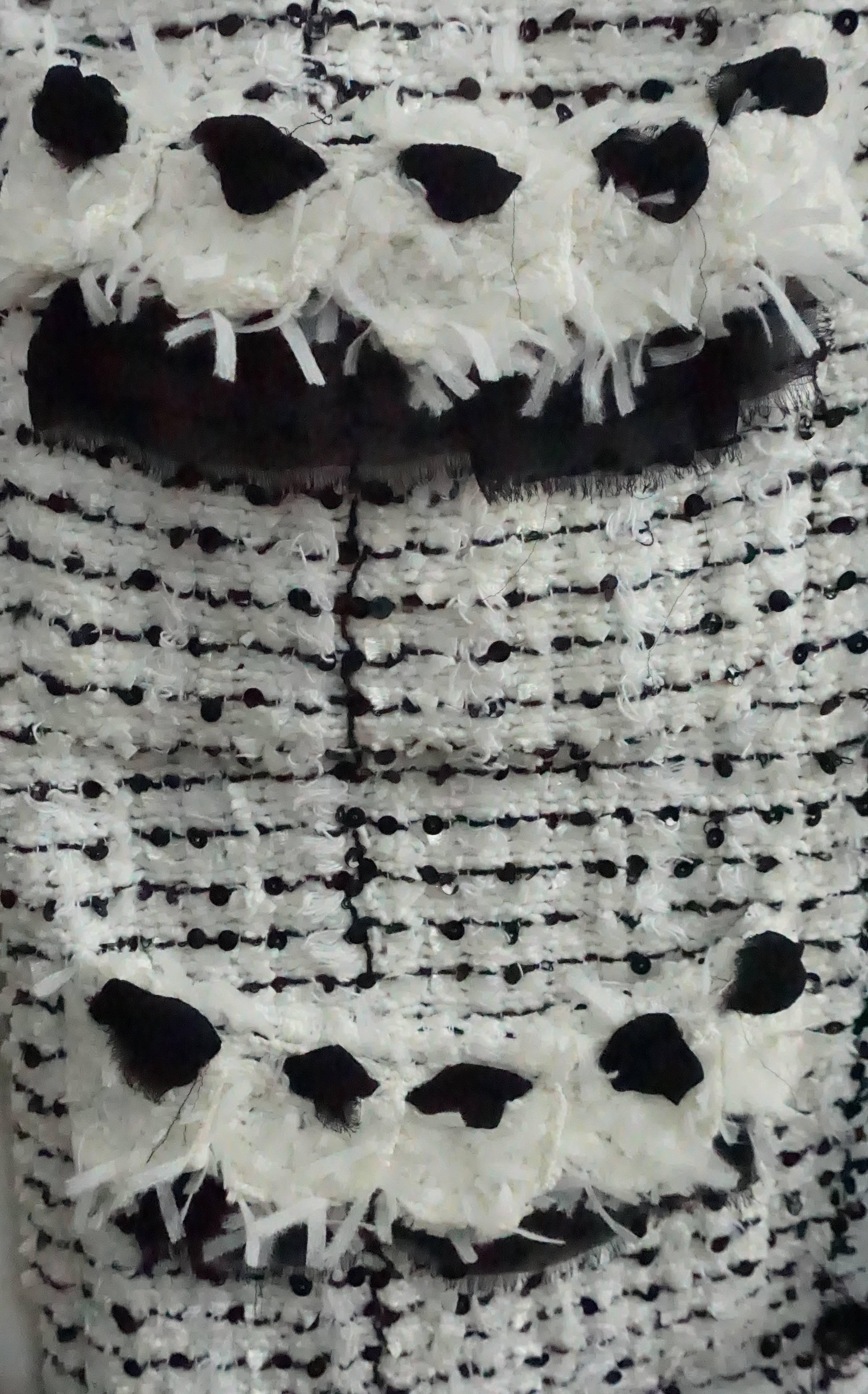 Women's Chanel Ivory and Black Silk/Cotton Knit Lesage Long Vest/ Duster - 48 - 05P