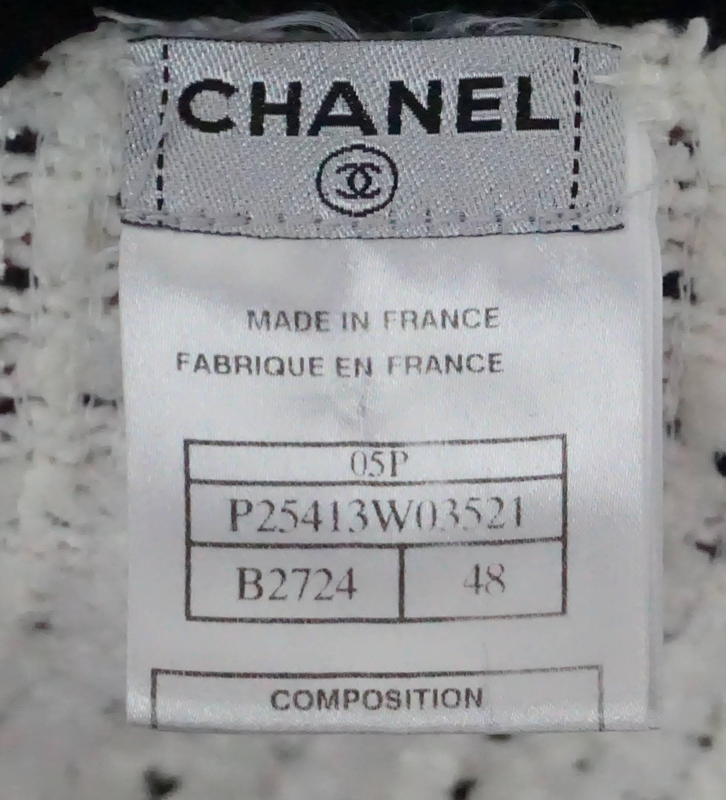 Chanel Ivory and Black Silk/Cotton Knit Lesage Long Vest/ Duster - 48 - 05P 1