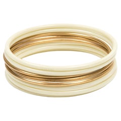 Chanel Ivory and Gold `tone Bangles Set