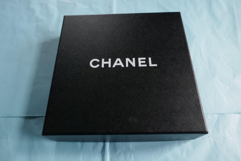 Chanel Ivory and Royal Blue Silk Ribbon Scarf at 1stDibs
