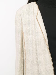 Chanel Ivory Beaded Trim Tweed Jacket